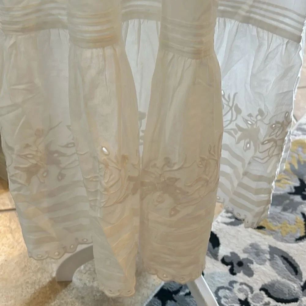 St. Roche 8 Nightingale Tiered Midi Dress Milky White Ruffled Eylet Lace Trim Ne — image 3 of 8